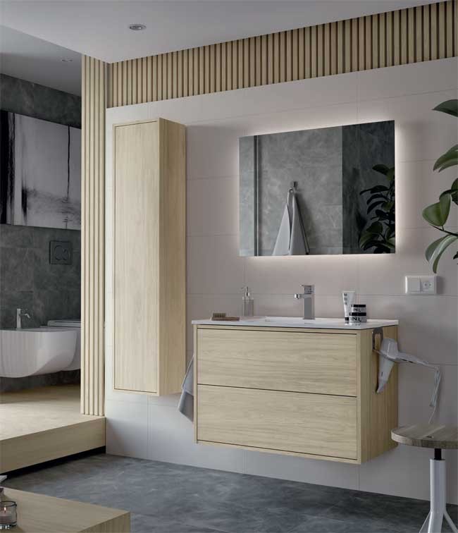 Mueble de baño con lavabo OPTIMUS sobre encimera de SALGAR al mejor precio.