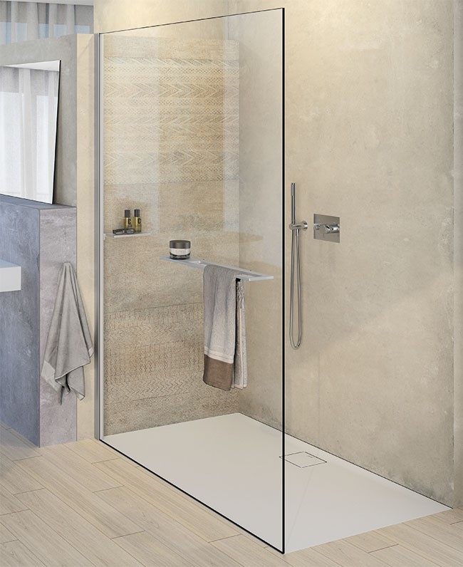 Mampara ducha Select+ Walk-In 10 mm con Shelf Hüppe