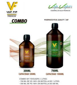 COMBO 1000ml (1litro) 70%VG/30%PG Base Vap Fip 