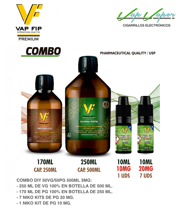 OFERTA - COMBO 500ml 3mg - 50%VG/50%PG Base Vap Fip 
