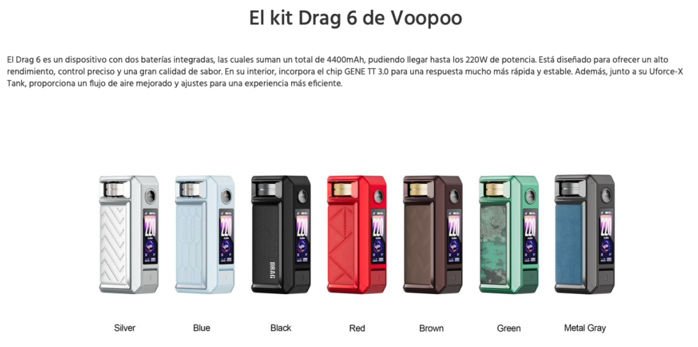Drag 6 4400mah 220W Mod Voopoo - Ítem3