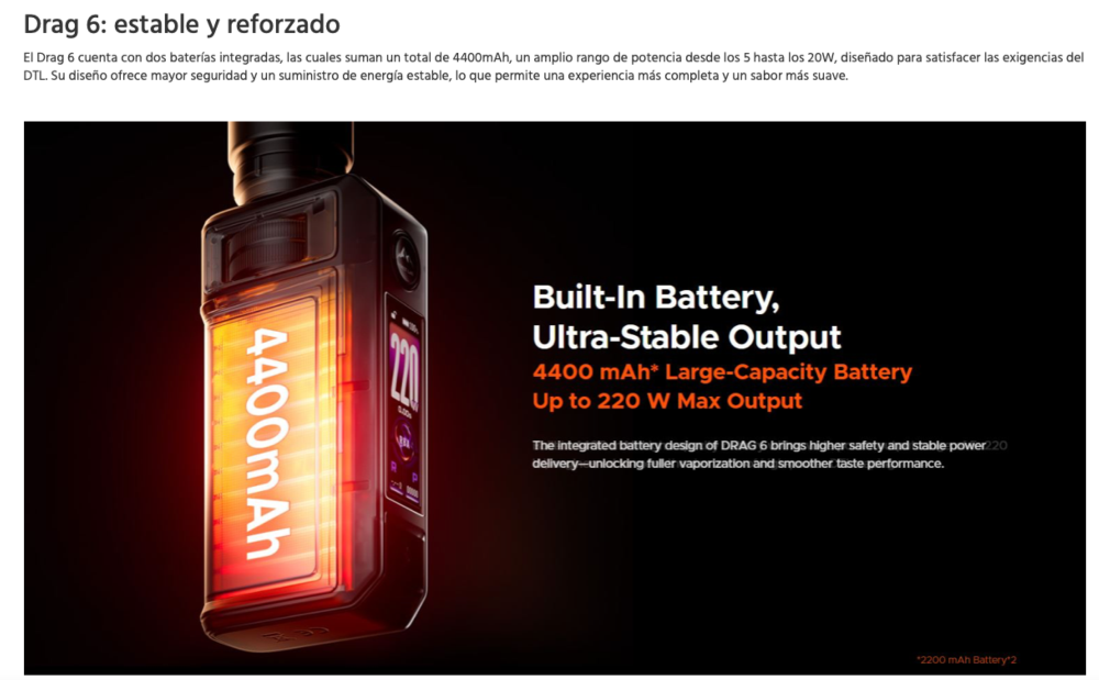 Drag 6 4400mah 220W Mod Voopoo - Ítem10