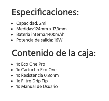 Pod Eco One PRO 1400mah Vaporesso 16W - Item10