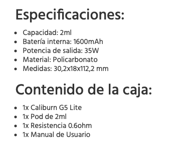 OFERTA!!! Caliburn G5 Lite 1600mah Uwell - Ítem7
