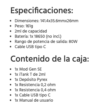 GEN SE 80W + Itank T 2ml Vaporesso - Ítem11