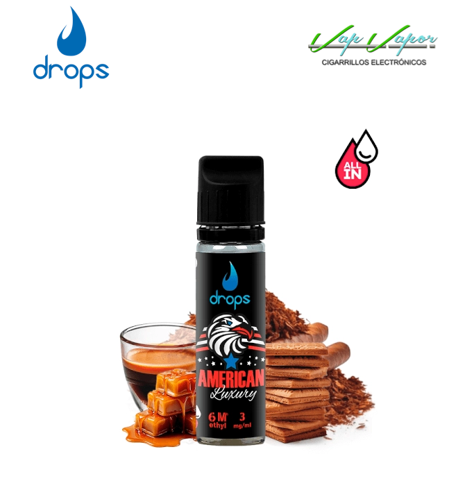 AROMA DROPS All in American Luxury 10ml (para hacer 60ml) con nicotina de 3mg/10mg/20mg 