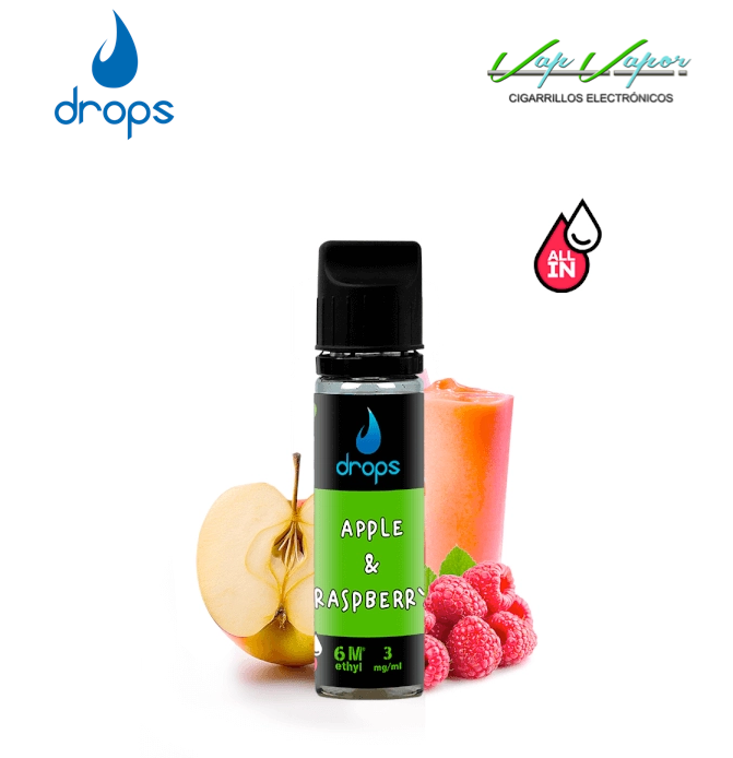 AROMA DROPS All in Apple and Raspberry (Manzana y Frambuesa) 10ml (para hacer 60ml) con nicotina de 3mg/10mg/20mg 