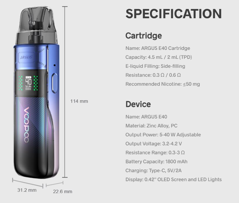 OFERTA LANZAMIENTO!!! ARGUS E40 Pod Kit 1800mah 2ml 40W - Ítem13