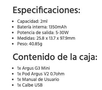 OFERTA!!! ARGUS G3 Mini 1350mah 2ml 30W Voopoo - Ítem7