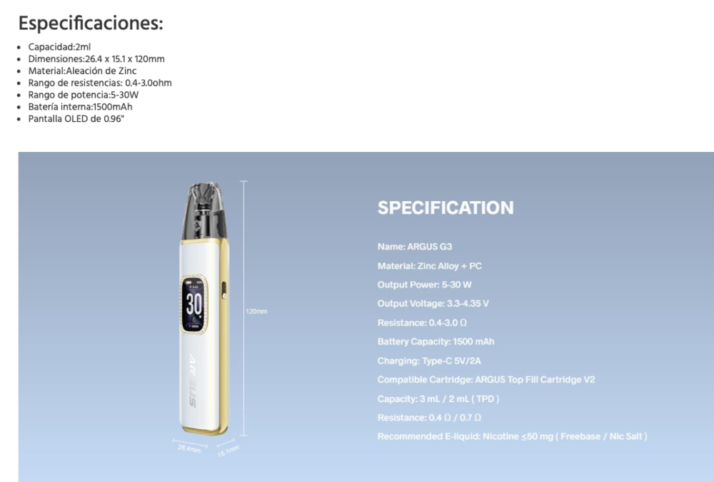 OFERTA!!! ARGUS G3 1500mah 2ml 30W Voopoo - Ítem11