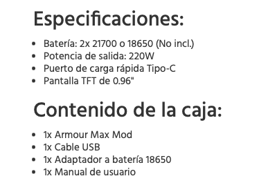 Mod Armour MAX 220W Vaporesso - Ítem9