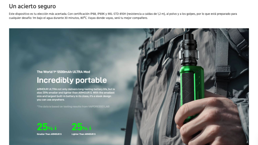 Kit Armour ULTRA 5.500mah 100W + iTank T Dual Mesh 2ml Vaporesso - Ítem5