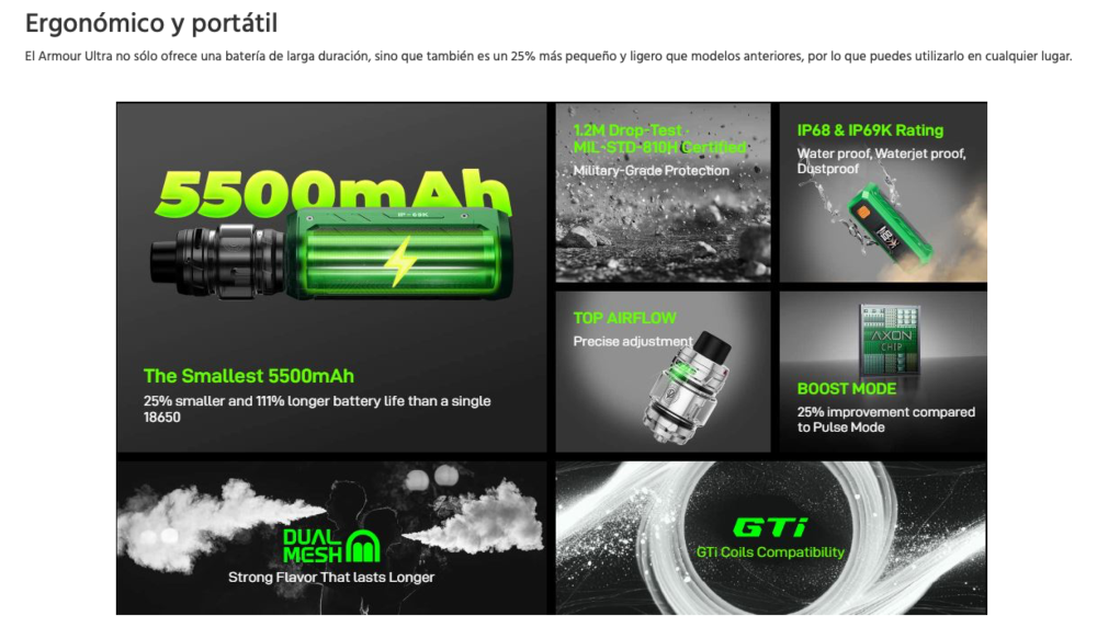 Armour ULTRA 5.500mah 100W Vaporesso - Ítem4