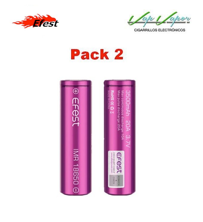 PACK 2 Battery IMR 18650 Efest 3500mah 20A 3,7v Li-Mn - Item1