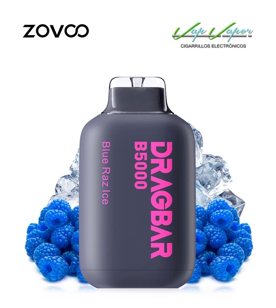 Disposable Pod Zovoo Dragbar BLUE RAZ ICE (0mg) 5.000PUFFS 13ml 500mah (rechargeable) 