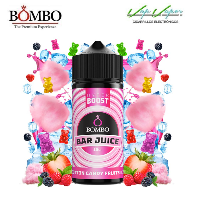 AROMA HYPER BOOST Cotton Candy Fruits ICE 10ml (en botella de 120ml) Longfill Bar Juice by Bombo
