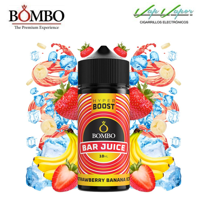 FLAVOUR HYPER BOOST Strawberry Banana ICE 10ml (inside 120ml bottle) Longfill Bar Juice by Bombo