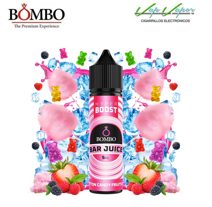 AROMA HYPER BOOST Cotton Candy Fruits ICE 5ml (en botella de 60ml) Longfill Bar Juice by Bombo 