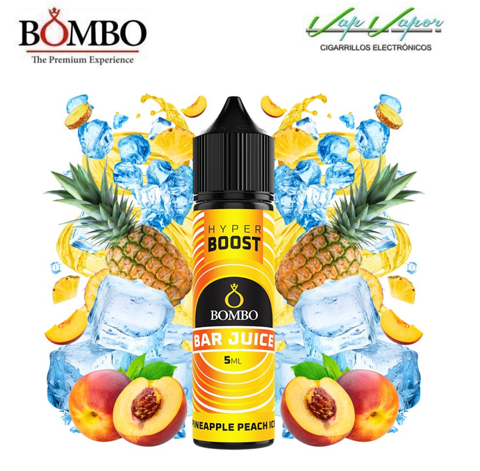 AROMA HYPER BOOST Pineapple Peach ICE 5ml (en botella de 60ml) Longfill Bar Juice by Bombo (piña, melocotón, frescor)
