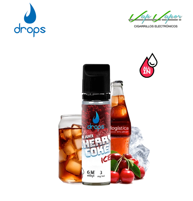 AROMA DROPS All in Cherry Coke 10ml (para hacer 60ml) con nicotina de 3mg/10mg/20mg Bar Juice