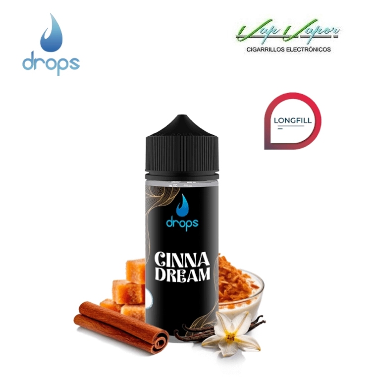 AROMA DROPS Cinnadream 16ml Longfill (en botella de 120ml) (Vainilla, cereales, canela, azúcar moreno) - Ítem1