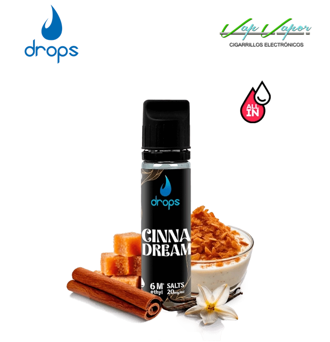 AROMA DROPS All in CinnaDream 10ml (para hacer 60ml) con nicotina de 3mg/10mg/20mg 