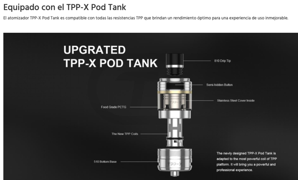 Drag 3 177W + TPP-X Pod Tank 2ml - Kit Completo Voopoo - Ítem3