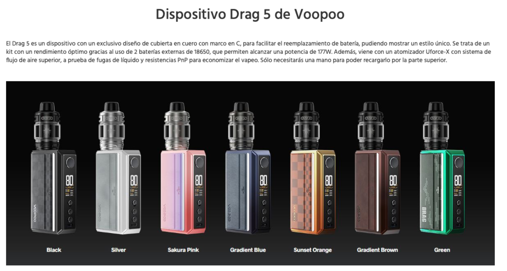 Drag 5 177W+ Uforce X Tank 2ml Kit Completo Voopoo - Ítem2