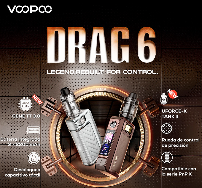 Drag 6 + Uforce X Tank II 2ml 4400mah (pnp-x) 220W Kit Completo Voopoo - Ítem4