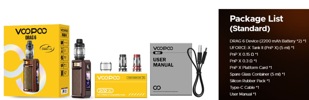Drag 6 + Uforce X Tank II 2ml 4400mah (pnp-x) 220W Kit Completo Voopoo - Ítem15
