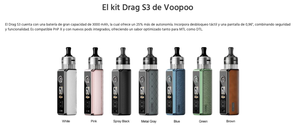 OFERTA!!! DRAG S3 3000mah 60W 2ml Voopoo (pnp-x) - Ítem2