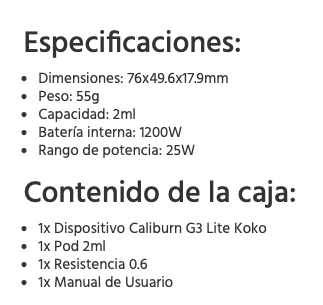 Caliburn G3 Lite Koko Uwell 1200mah 25W - Ítem9