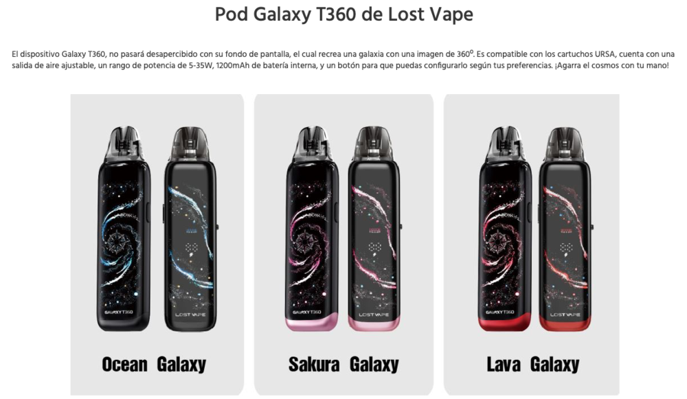 Galaxy T360 1200mah Lost Vape - Ítem2