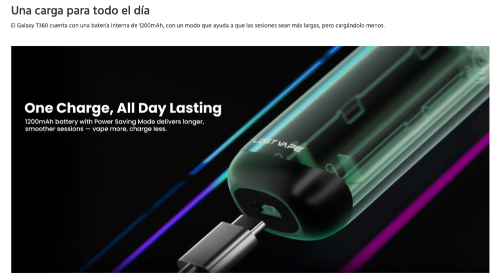 Galaxy T360 1200mah Lost Vape - Ítem9