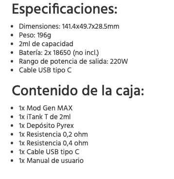 GEN MAX 220W + Itank T 2ml Vaporesso - Ítem11