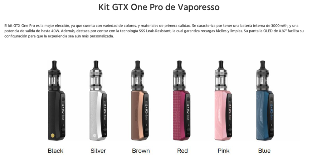 OFERTA!!! Kit GTX ONE PRO 3000mah 40W + X Tank T 2ml Vaporesso - Ítem2