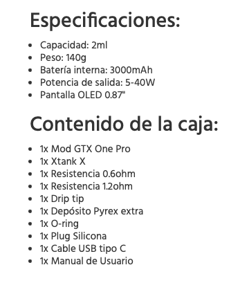 OFERTA!!! Kit GTX ONE PRO 3000mah 40W + X Tank T 2ml Vaporesso - Ítem12