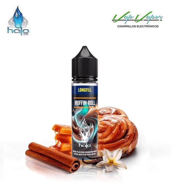 OFERTA!!! AROMA Halo MUFFIN ROLL 20ml (0mg) longfill (botella de 60ml) muffin, vainilla, caramelo, canela