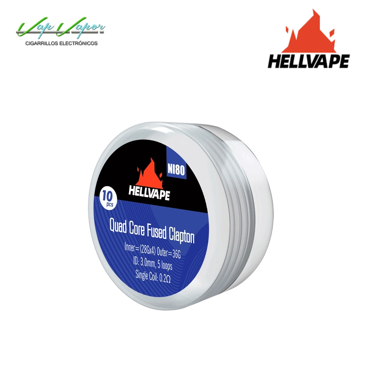 PACK DE 10 Resistencias Quad Core Fused Clapton Ni80 0.2ohm (10pcs) Hellvape