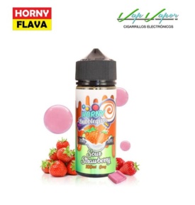 Sour Strawberry Bubble Gum Horny Flava 100ml (0mg)