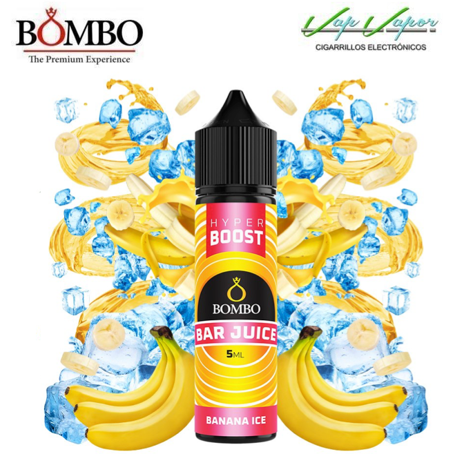 AROMA HYPER BOOST Banana ICE 5ml (en botella de 60ml) Longfill Bar Juice by Bombo