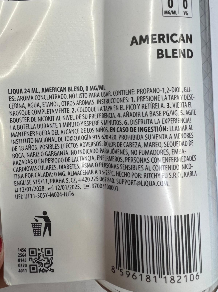 AROMA Liqua AMERICAN BLEND 24ml longfill (botella 120ml) - Ítem2