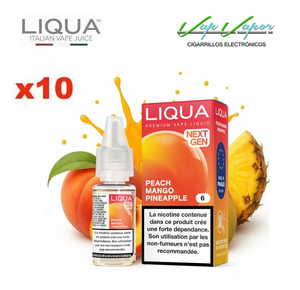 OFERTA!!! Pack 10 Liqua - Peach Mango Pineapple (6mg/12mg)