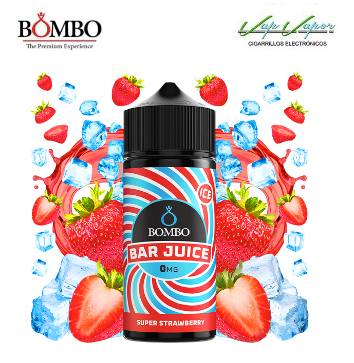 SUPER STRAWBERRY ICE 100ml (0mg) Bar Juice by Bombo 