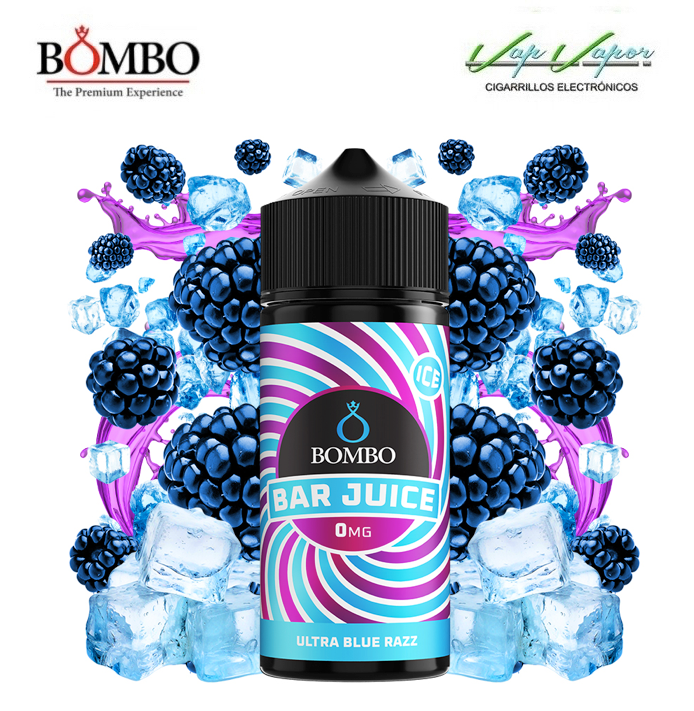 ULTRA BLUE RAZZ ICE 100ml (0mg) Bar Juice by Bombo (Frambuesas azules, cítricos, frescor)