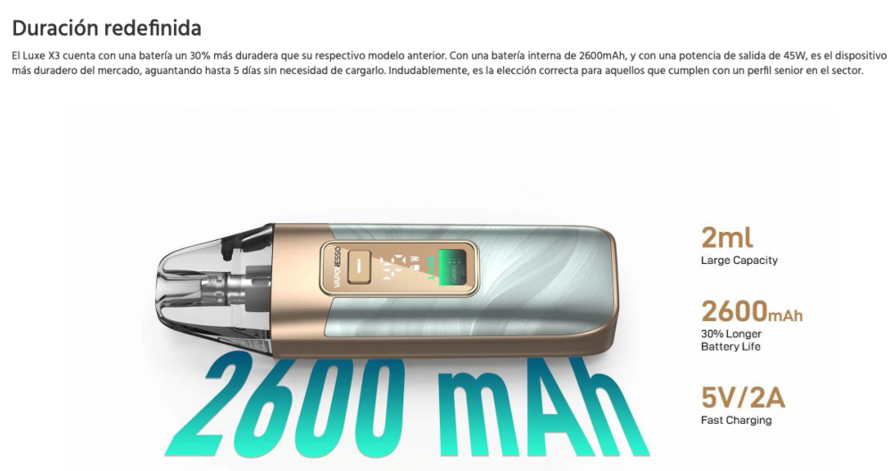 Pod LUXE X3 Vaporesso 2600mah 45W 2ml - Ítem4
