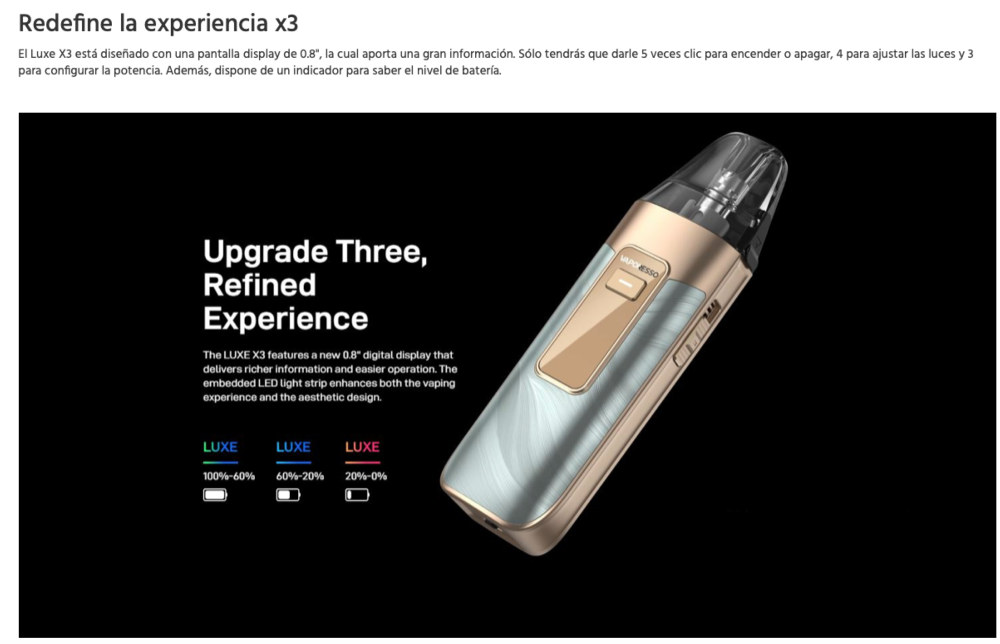 Pod LUXE X3 Vaporesso 2600mah 45W 2ml - Ítem7