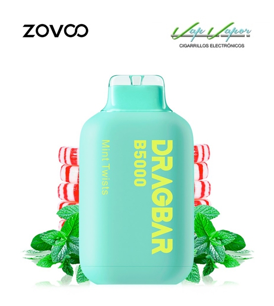 Disposable Pod Zovoo Dragbar MINT TWISTS (0mg) 5.000PUFFS 13ml 500mah (rechargeable) 