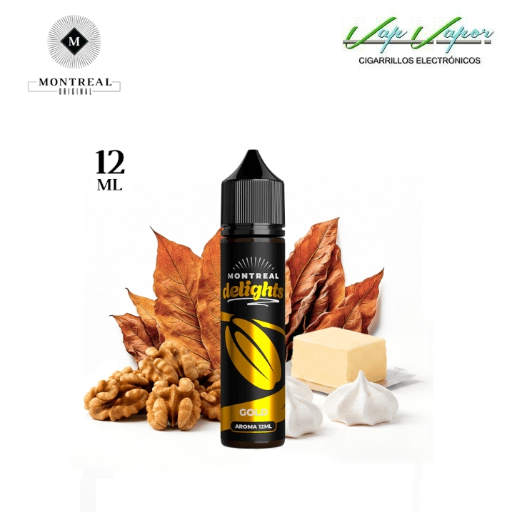 AROMA Montreal Delights GOLD 12ml (longfill botella 60ml) crema de mantequilla, nueces tostadas, merengue, tabaco