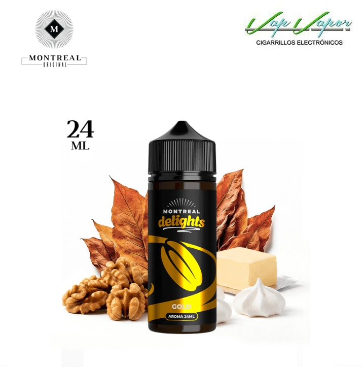 AROMA Montreal Delights GOLD 24ml (longfill botella 120ml) crema de mantequilla, nueces tostadas, merengue, tabaco